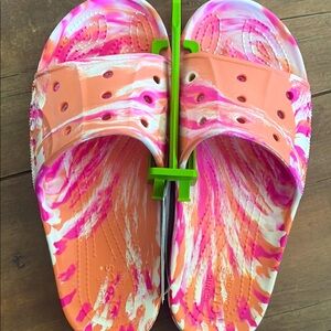 Crocs Pink and Orange Slide Sandals